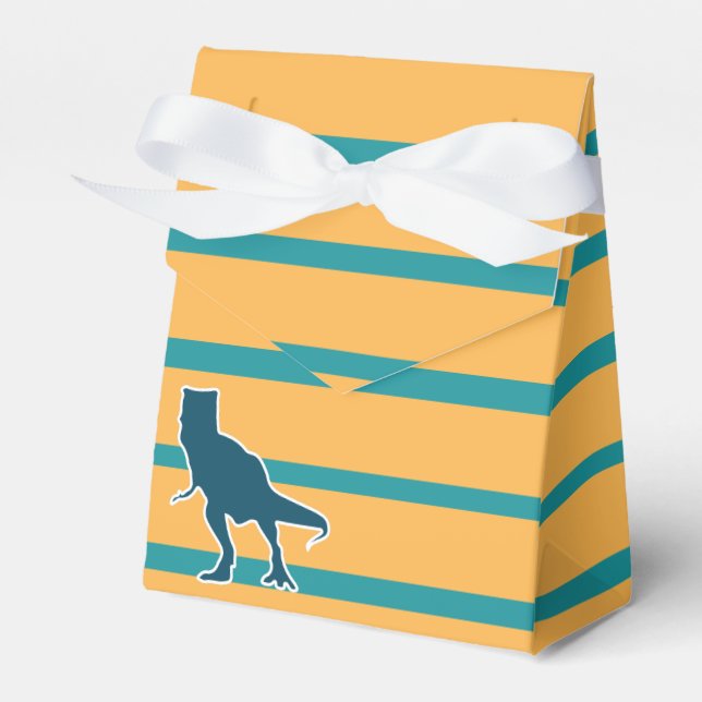Caja Para Regalos Personalizado de dinosaurios T-rex amarillo y azul (Front Side)