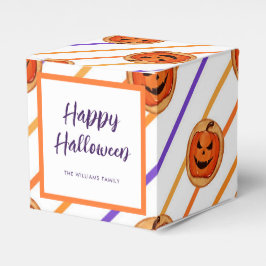 Caja Para Regalos Personalizado de franjas blancas de Halloween Jack
