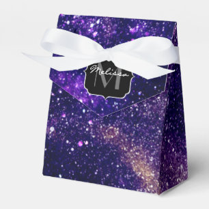 Caja Para Regalos Personalizado de galaxia abstracta violeta monogra