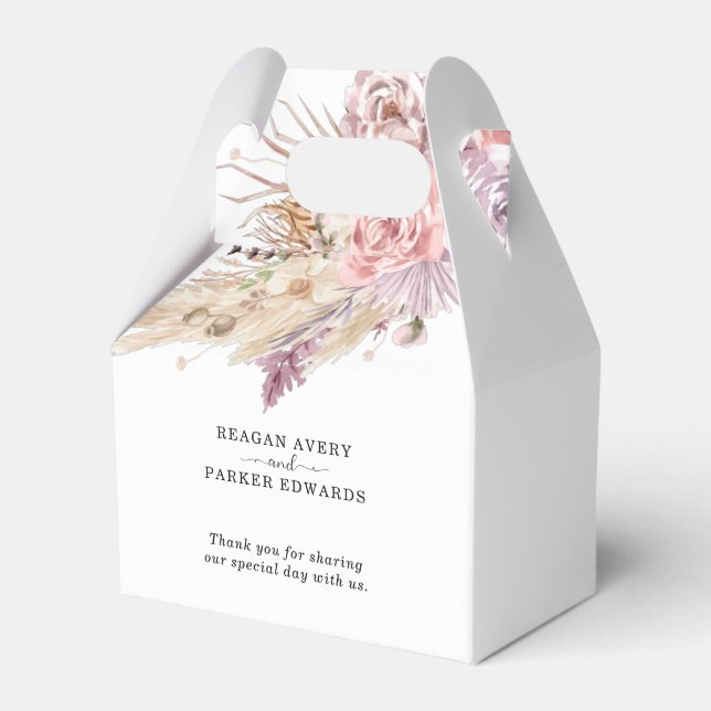 Caja Para Regalos Personalizado de Grass Pampas Gracias Boda (Front Side)