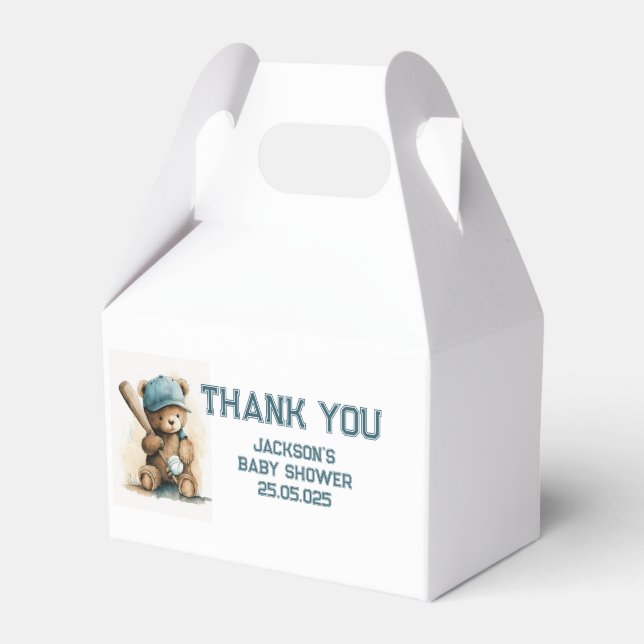 Caja Para Regalos Personalizado de patrón de béisbol Fiesta de texto (Front Side)