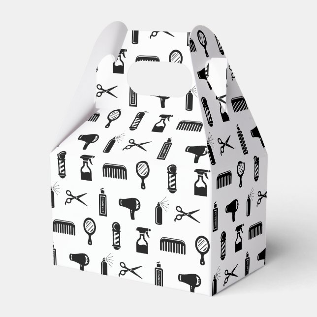 Caja Para Regalos Personalizado de patrón de peluquería de salón y b (Front Side)
