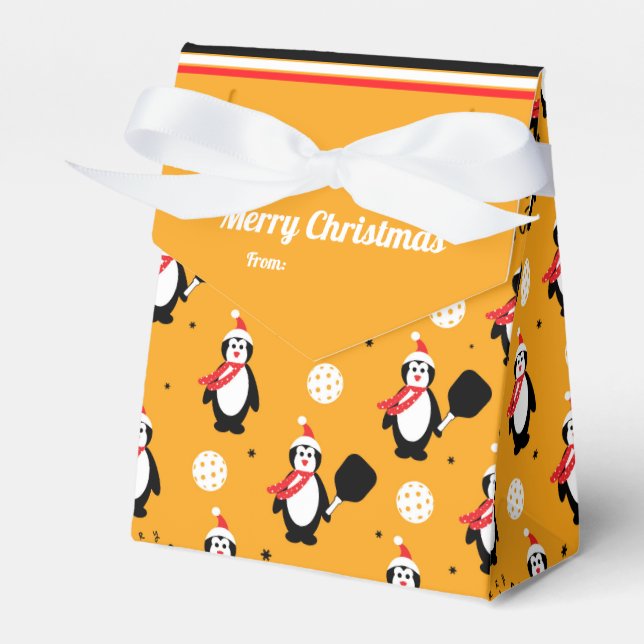 Caja Para Regalos Personalizado de texto, 🐧 Pickleball Feliz Navida (Front Side)