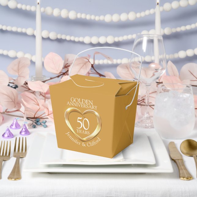 Caja Para Regalos Personalizado del 50° aniversario de boda de oro d (Boda)