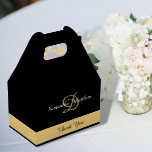 Caja Para Regalos Personalizado Elegante Oro Color Negro Iniciales d