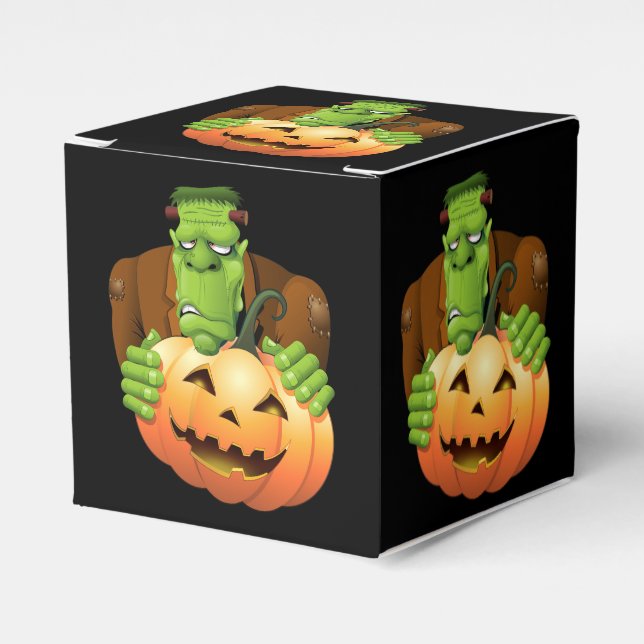Caja Para Regalos Personalizado Frankenstein con Calabaza (Costado Anverso)