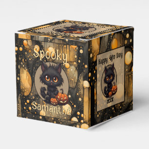 Caja Para Regalos Personalizado gato adorable de Halloween