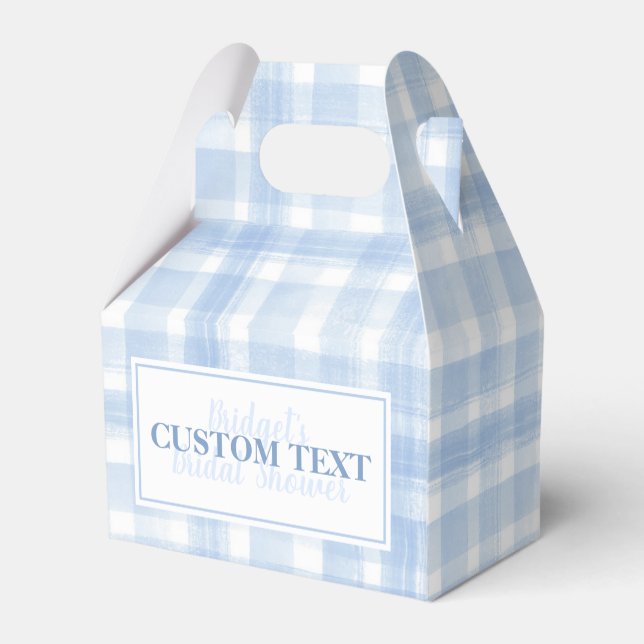 Caja Para Regalos Personalizado Gracias Blue Gingham Watercolor (Reverso)