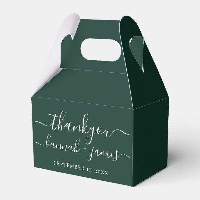 Caja Para Regalos Personalizado Green Elegant Gracias Boda (Front Side)