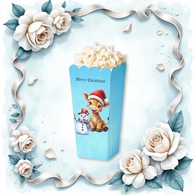 Caja Para Regalos Personalizado lindo Giraffe con Santa Hat y Snowma (Subido por el creador)