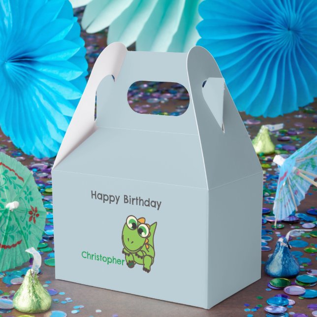 Caja Para Regalos Personalizado lindo y verde dinosaurios cumpleaños (Fiesta)