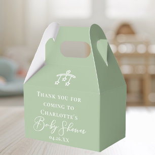 Caja Para Regalos Personalizado Minimalista de Baby Shower Sage Gree