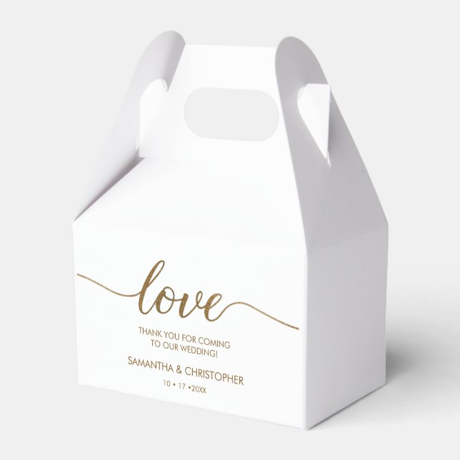 Caja Para Regalos Personalizado Moderno Love Gold Script Boda gracia (Front Side)