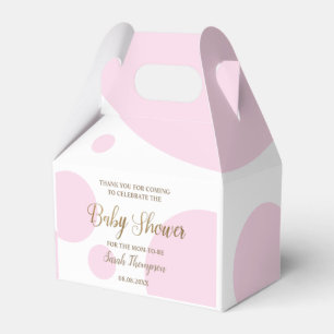 Caja Para Regalos Personalizado polkadot ducha de bebé rosa y dorada