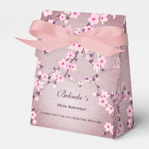 Caja Para Regalos Personalizado Purpurina de cerezo de mauve rosa
