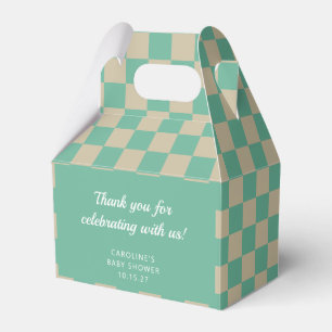Caja Para Regalos Personalizado Retro Checkerboard Mint Shower Graci