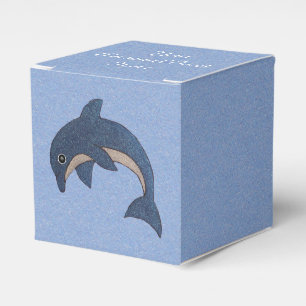 Caja Para Regalos Personalizado Saltando Delfín Purpurinoso Azul osc