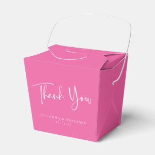 Caja Para Regalos Personalizado Script Hot Pink Simple Boda Gracias