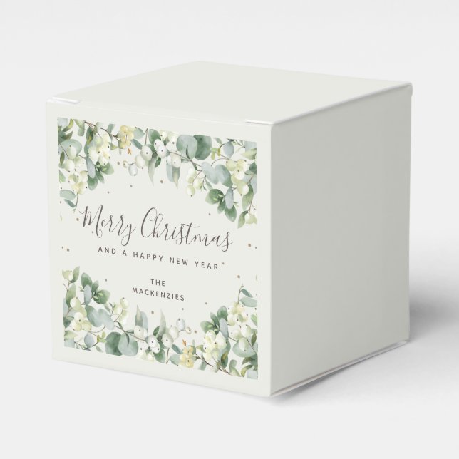 Caja Para Regalos Personalizado Snowberry + Eucalyptus Navidades Caj (Costado Anverso)
