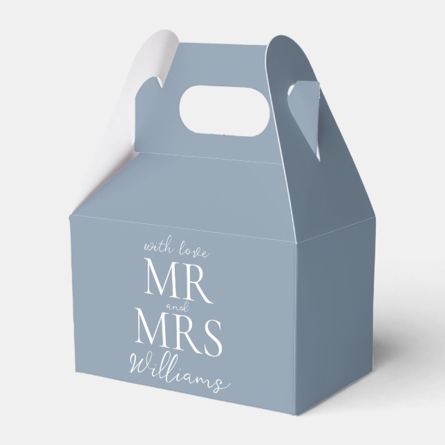 Caja Para Regalos Personalizado Sr. Dusty Blue Modern Boda (Front Side)
