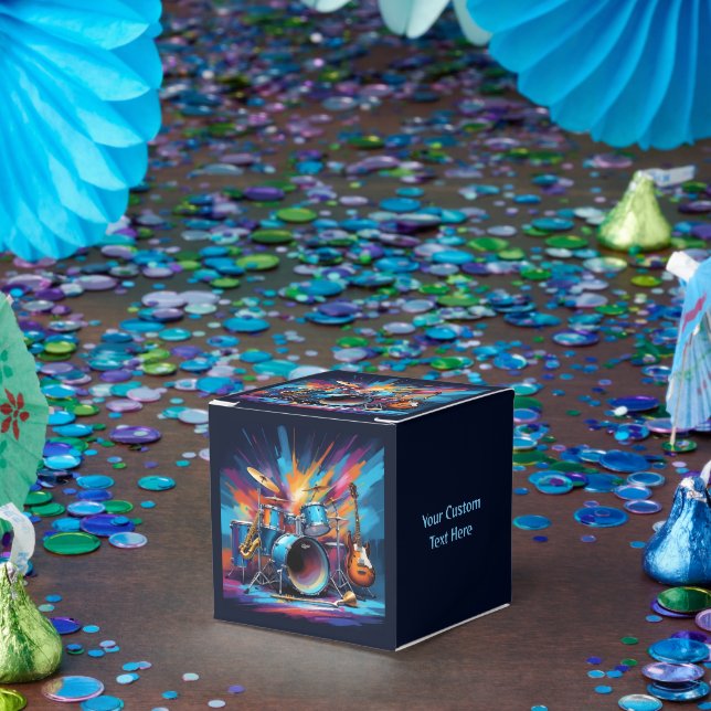 Caja Para Regalos Personalizado Texto Instrumentos musicales (Fiesta)