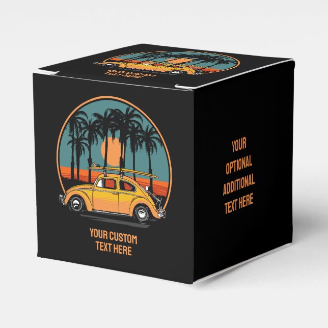 Caja Para Regalos Personalizado Texto Surfer Tropical Sunset (Costado Anverso)