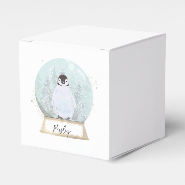 Caja Para Regalos Personalizar a los Navidades pingüinos (Costado Anverso)
