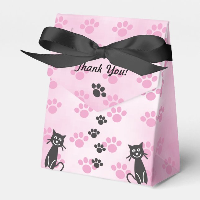 Caja Para Regalos Personalizar Cat Pinta rosa Black Paw Impresiones  (Front Side)