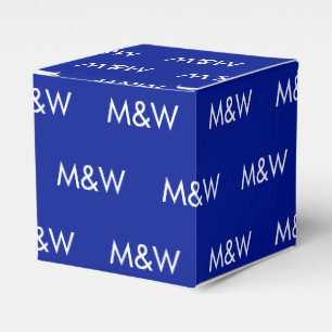 Caja Para Regalos Personalizar con azul de cobalto monograma blanco