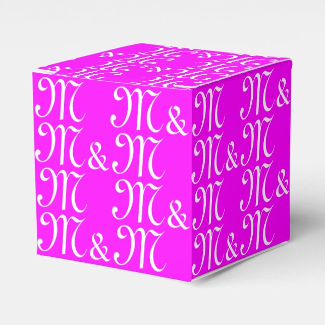Caja Para Regalos Personalizar con magenta monograma de Iniciales de (Costado Anverso)