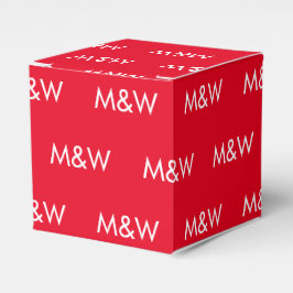 Caja Para Regalos Personalizar con monograma blanco inicial rojo
