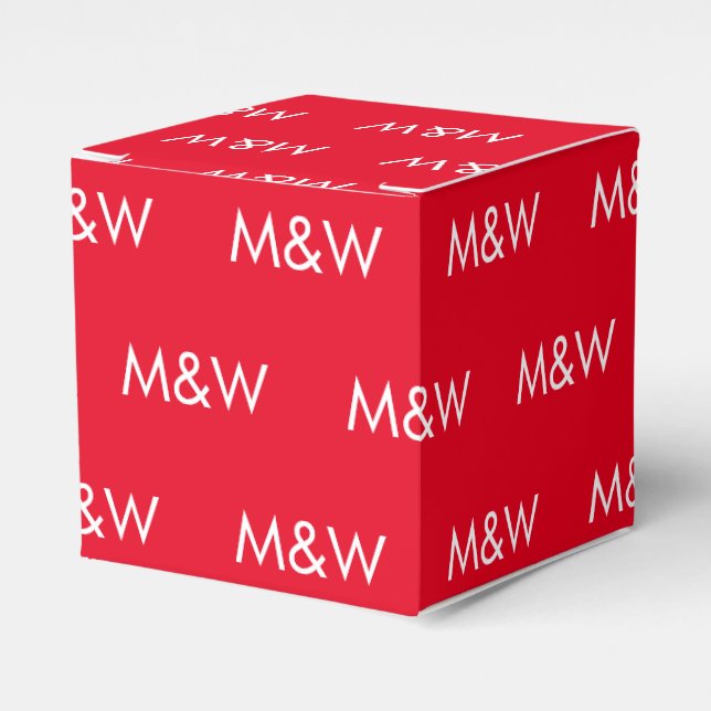 Caja Para Regalos Personalizar con monograma blanco inicial rojo (Costado Anverso)