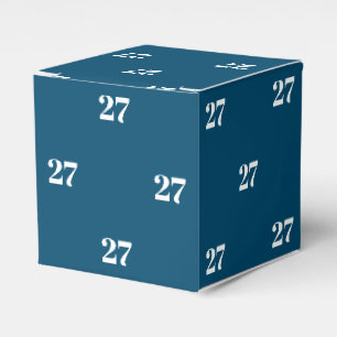 Caja Para Regalos Personalizar con número blanco inicial regalo azu