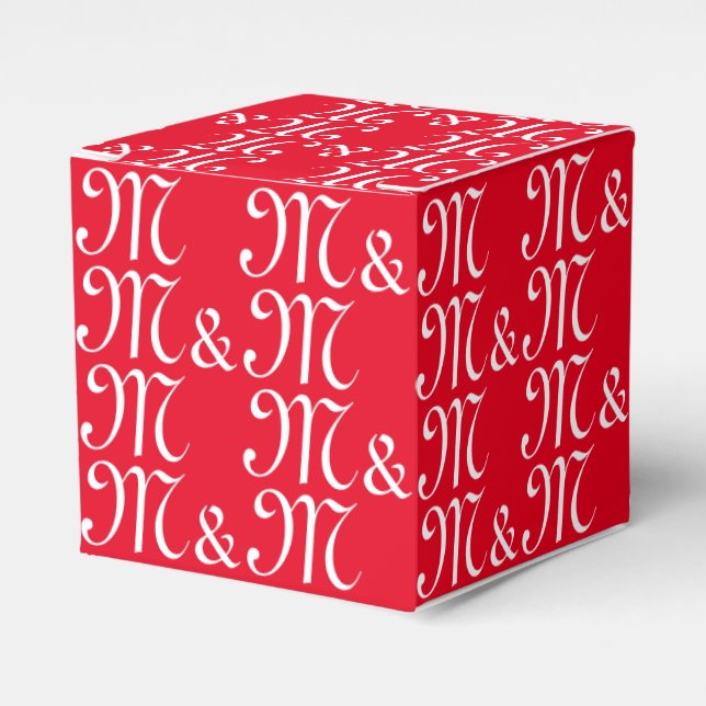 Caja Para Regalos Personalizar con regalo rojo monograma de Iniciale (Costado Anverso)