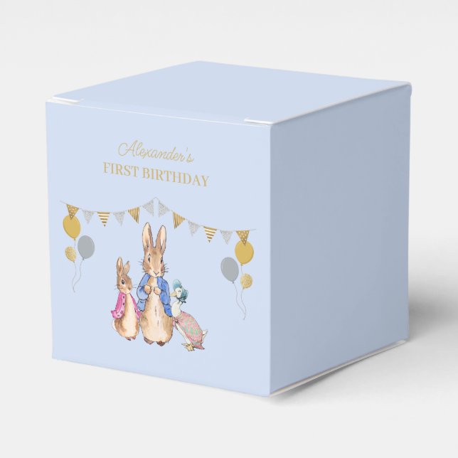 Caja Para Regalos Personalizar el primer cumpleaños de Peter rabbit (Costado Anverso)