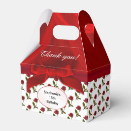 Caja Para Regalos Personalizar: Gracias - Patrón de rosas rojas