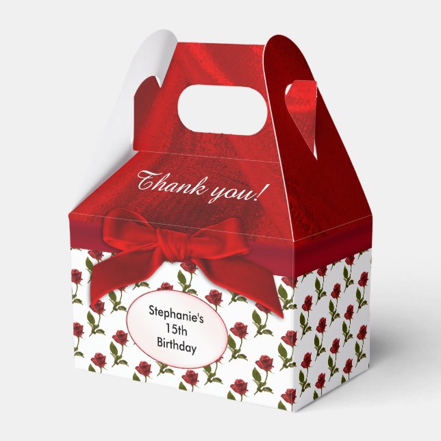 Caja Para Regalos Personalizar: Gracias - Patrón de rosas rojas (Front Side)