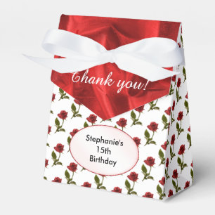 Caja Para Regalos Personalizar: Gracias - Patrón de rosas rojas