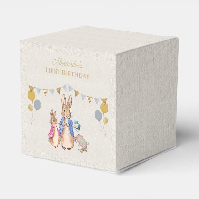 Caja Para Regalos Personalizar la línea beige de conejo de Peter pri (Reverso Costado)