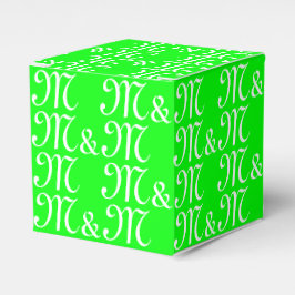 Caja Para Regalos Personalizar pareja monograma neón verde