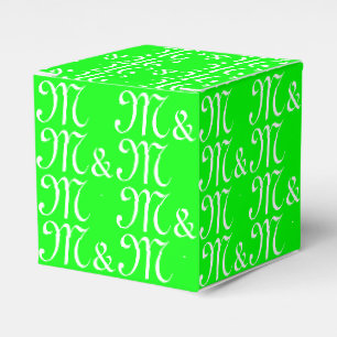 Caja Para Regalos Personalizar pareja monograma neón verde