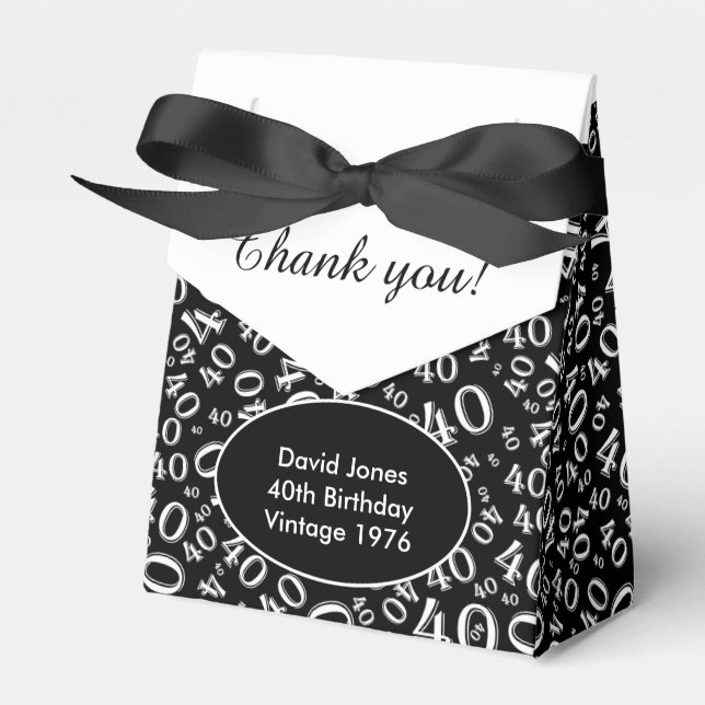 Caja Para Regalos Personalizar: Tema de cumpleaños 40 Black/White (Front Side)