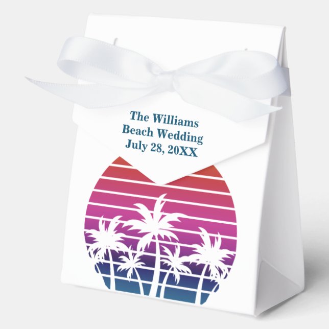 Caja Para Regalos Personalized Beach Wedding Sunset Palm Trees (Anverso)
