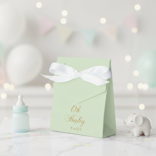 Caja Para Regalos Personalized Mint Green Favor Box with Gold Script (Subido por el creador)