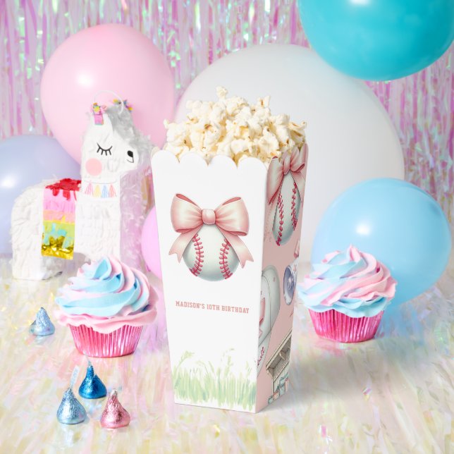 Caja Para Regalos Personalized Pink Baseball Popcorn (Fiesta)