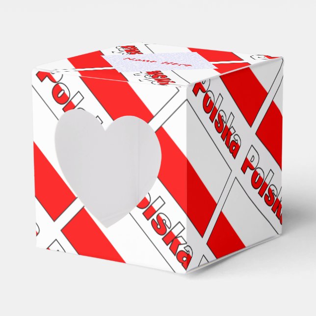 Caja Para Regalos Personalized Red Name Polska Flag Tiled Heart (Anverso)