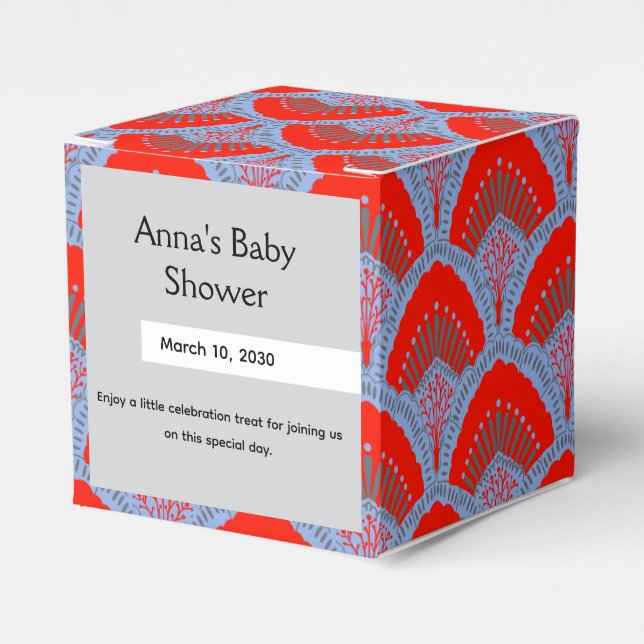 Caja Para Regalos Personalized Red Peacock Feather Favor Box (Costado Anverso)