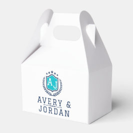 Caja Para Regalos Personalized wite blue Monogram Wedding