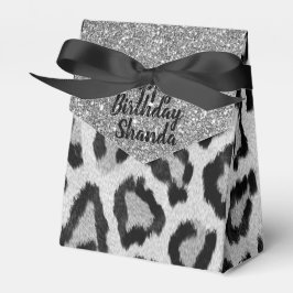 Caja Para Regalos Pesionalizado el cumpleaños del leopardo glam plat