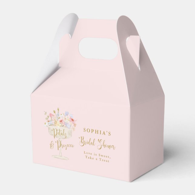 Caja Para Regalos Petales rosados Prosecco Jardín Ducha de Novias (Reverso)